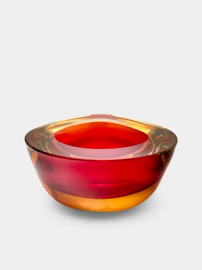 Antique And Vintage 1950s Sommerso Murano Glass Ashtray  Abask Luxury Gift In Red