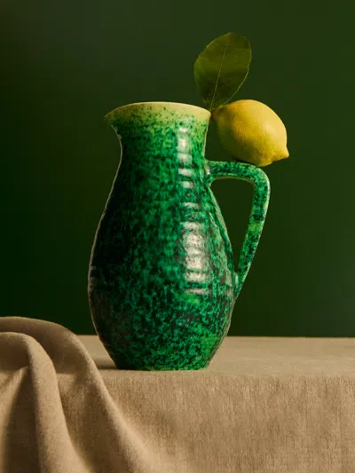 Antique And Vintage 1960s Accolay Ceramic Jug  Abask Luxury Gift In Green
