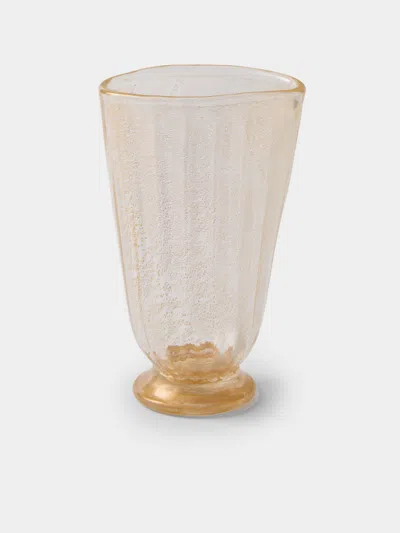 Antique And Vintage 1960s Barovier & Toso Murano Glass Vase (9in/23cm) In Gold