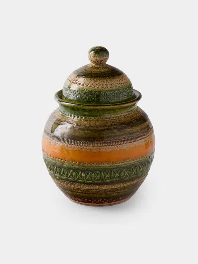 Antique And Vintage 1960s Bitossi Sahara Ceramic Lidded Jar In Multi
