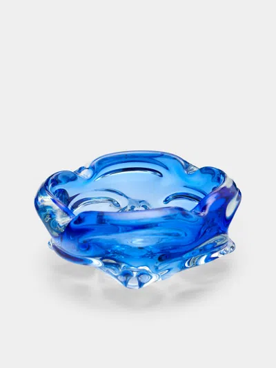 Antique And Vintage 1960s Czech Crystal Bowl  Abask Luxury Gift In Blue
