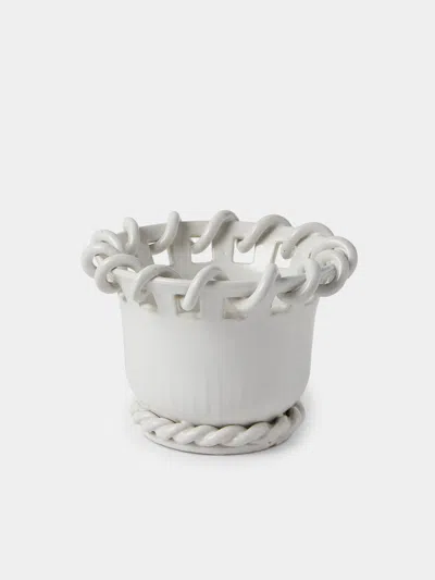 Antique And Vintage 1960s Émile Tessier Ceramic Vase (7in/17.5cm) In White