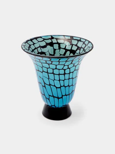 Antique And Vintage 1960s Ercole Barovier Neo Murrine Murano Glass Vase (6.5in/17cm) In Blue