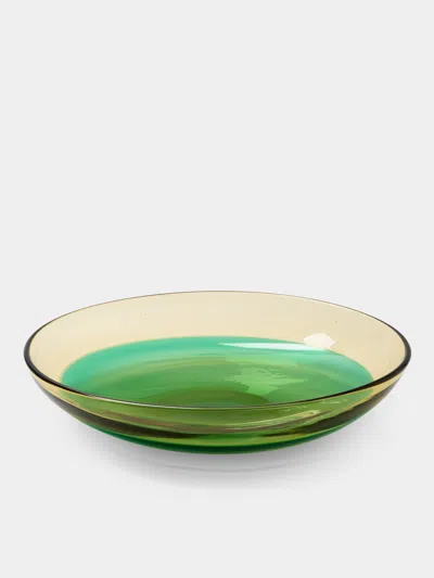 Antique And Vintage 1960s Flavio Poli For Seguso Vetri D'arte Murano Glass Centerpiece In Green