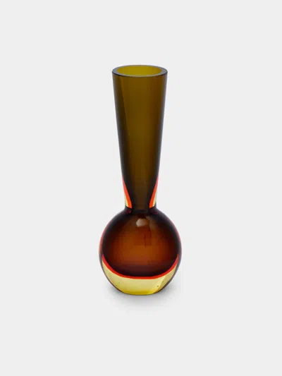 Antique And Vintage 1960s Flavio Poli For Seguso Vetri D'arte Murano Glass Vase (8in/20.5cm) In Brown
