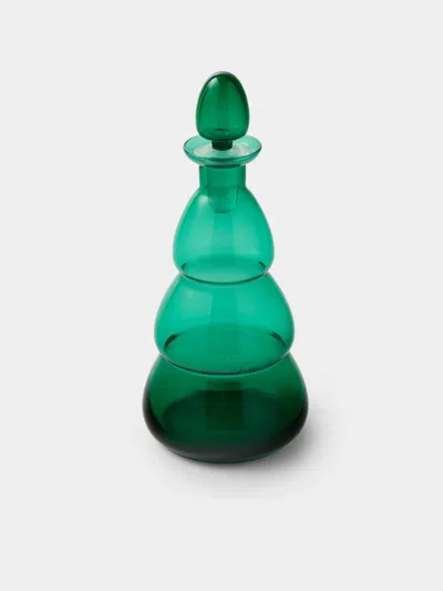 Antique And Vintage 1960s Nasonmoretti Murano Glass Bottle In Green