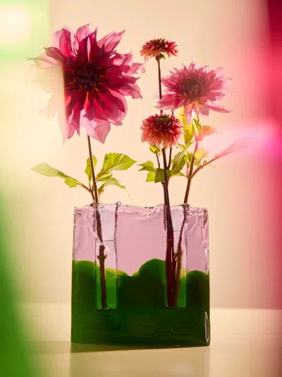 Antique And Vintage 1967 Fulvio Bianconi Murano Glass Double Bud Vase (8in/20cm) In Multi