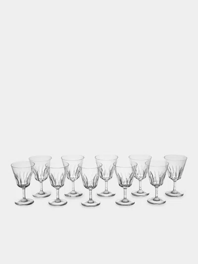 Antique And Vintage 1970s Baccarat Crystal Wine Glasses (set Of 10) In Transparent