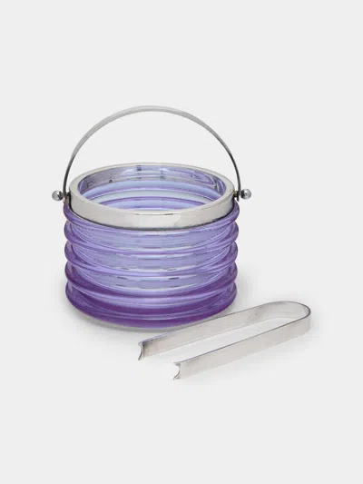 Antique And Vintage 1970s Crystal Ice Bucket With Tongs  Abask Luxury Gift In Purple