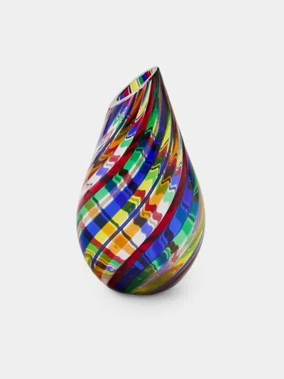 Antique And Vintage 1970s Galliano Ferro Murano Glass Vase (6in/15cm) In Multi