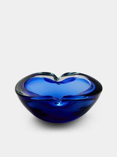 Antique And Vintage 1970s Murano Glass Ashtray In Blue