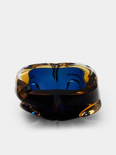 Antique And Vintage 1970s Murano Glass Ashtray In Blue