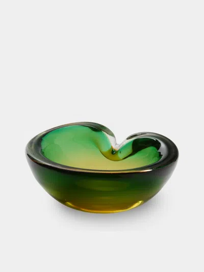 Antique And Vintage 1970s Murano Glass Ashtray In Green