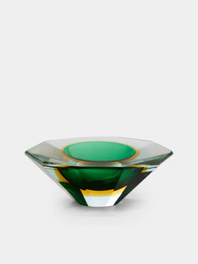 Antique And Vintage 1970s Murano Glass Ashtray In Green
