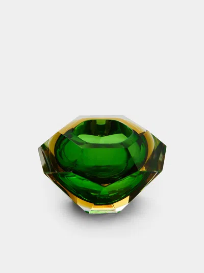 Antique And Vintage 1970s Murano Glass Ashtray In Green