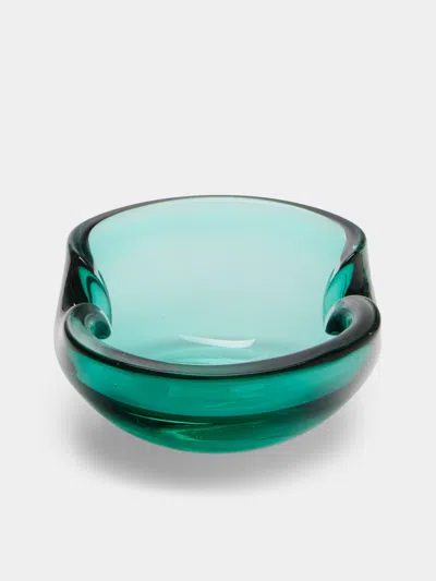 Antique And Vintage 1970s Murano Glass Ashtray In Green