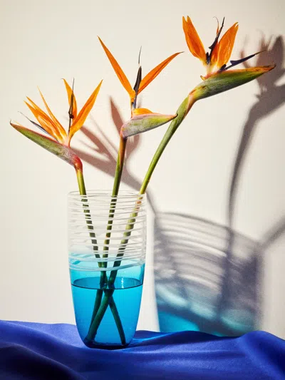 Antique And Vintage 1970s Murano Glass Vase (11in/28cm) In Blue
