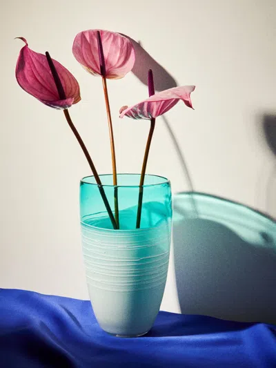 Antique And Vintage 1970s Murano Glass Vase (12in/31cm) In Blue