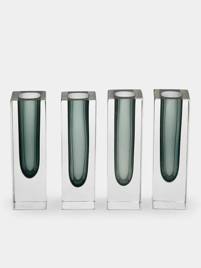 Antique And Vintage 1970s Sommerso Murano Glass Bud Vases (set Of 4)  Abask Gift Set In Green