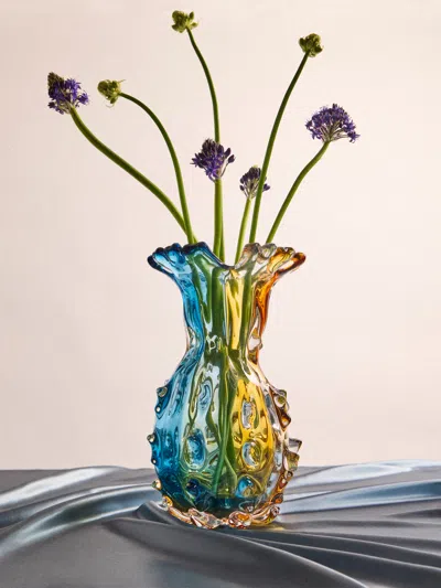 Antique And Vintage 1980s A. Dal Borgo Murano Glass Vase (11in/28.5cm) In Multi