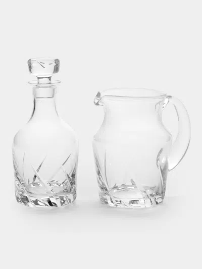 Antique And Vintage 1980s Daum Crystal Jug And Decanter (set Of 2) In Transparent