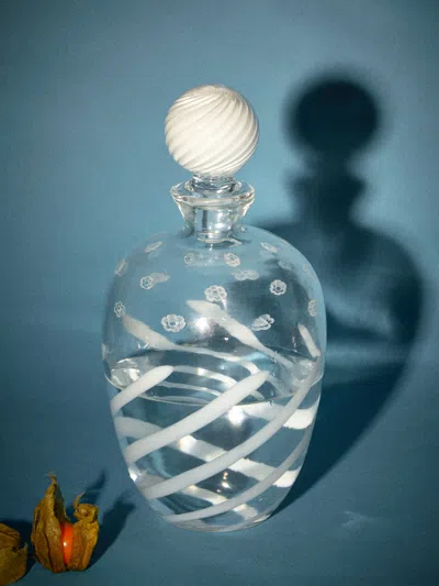 Antique And Vintage 1980s Glass Striped Decanter