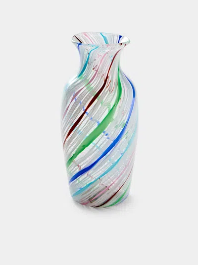 Antique And Vintage 1980s La Fornasotta Murano Glass Vase (11in/28.5cm) In Multi