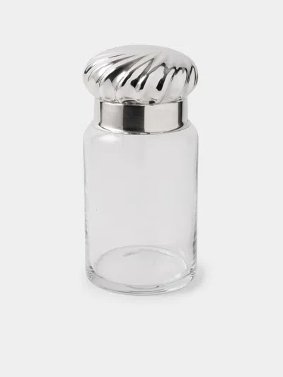 Antique And Vintage 1980s S. Sacchetti Solid Silver And Glass Lidded Jar