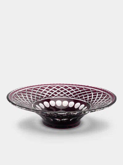 Antique And Vintage 1980s Val Saint Lambert Crystal Large Bowl  Abask Luxury Gift In Gold