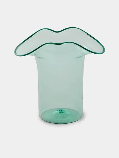 Antique And Vintage 1980s Venini Murano Glass Vase (6in/15.5cm) In Green