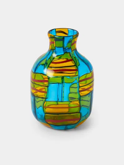 Antique And Vintage 1980s Yoichi Ohira For De Majo Glass Vase (7.5in/19.5cm) In Multi