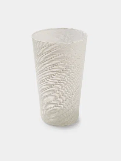 Antique And Vintage 1981 Paolo Venini Half-filigree Murano Glass Striped Vase (10in/25.5cm)