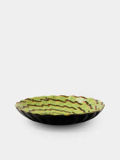 Antique And Vintage 1981 Venini Calabash Glass Dish In Green