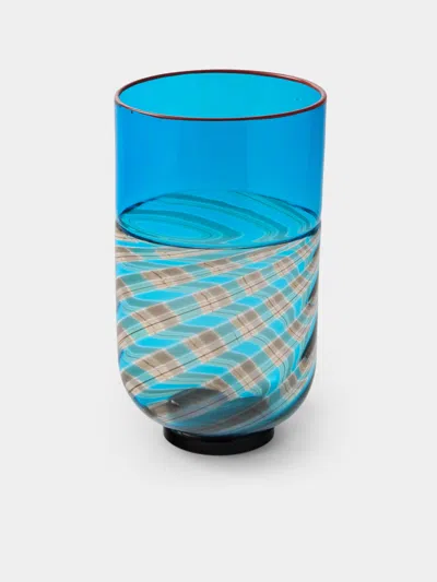 Antique And Vintage 1988 Murano Glass Vase (10in/26cm) In Blue