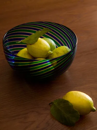 Antique And Vintage 1989 Venini Spiral Murano Glass Bowl  Abask Luxury Gift In Green