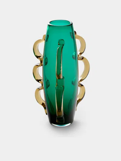 Antique And Vintage 1990s Alessandro Mendini For Venini Glass Vase (14in/36cm) In Green