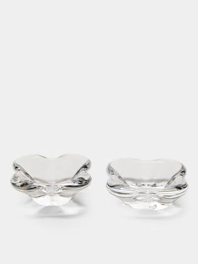 Antique And Vintage 1990s Baccarat Crystal Salt And Pepper Dishes (set Of 2) In Transparent