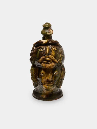 Antique And Vintage 1990s Condurso Face Ceramic Vessel (13.5in/35cm) In Multi