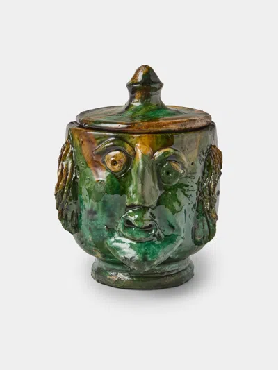 Antique And Vintage 1990s Condurso Face Ceramic Vessel (6in/15.5cm) In Multi