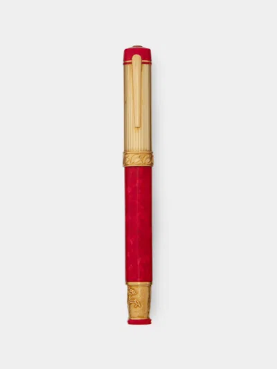 Antique And Vintage 1999 Delta Julius Caesar Fountain Pen  Abask Luxury Gift In Red