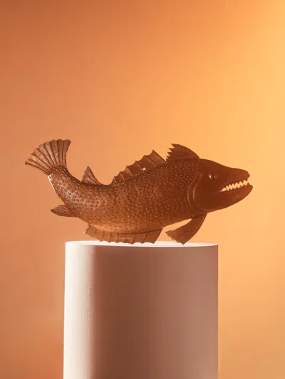 Antique And Vintage 19th-century Copper Fish  Abask Luxury Gift In Brown