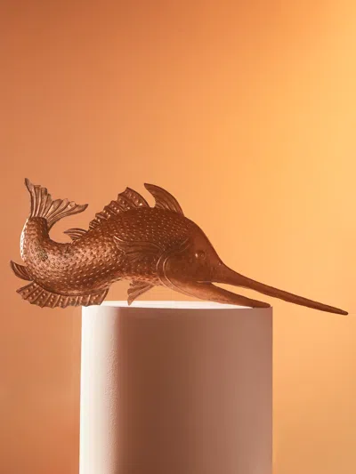 Antique And Vintage 19th-century Copper Fish  Abask Luxury Gift In Brown