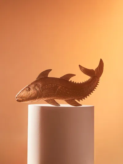 Antique And Vintage 19th-century Copper Fish  Abask Luxury Gift In Brown