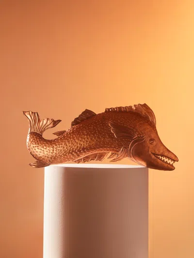 Antique And Vintage 19th-century Copper Fish  Abask Luxury Gift In Brown