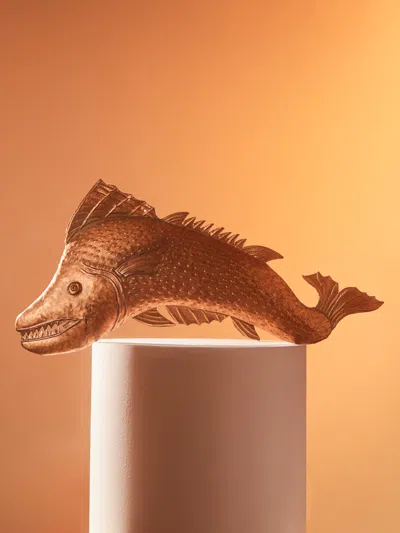 Antique And Vintage 19th-century Copper Fish  Abask Luxury Gift In Brown