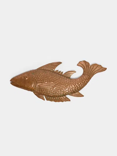 Antique And Vintage 19th-century Copper Fish  Abask Luxury Gift In Brown