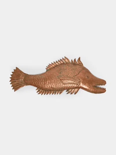 Antique And Vintage 19th-century Copper Fish  Abask Luxury Gift In Brown
