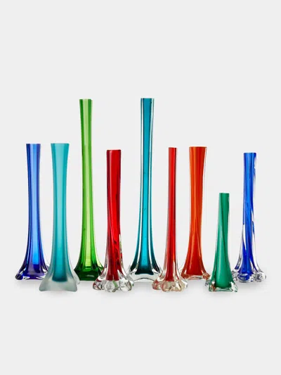 Antique And Vintage 20th-century Schneider Glass Bud Vases (set Of 9) In Multi