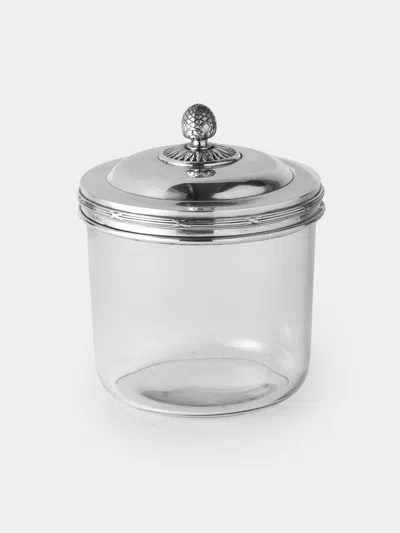 Antique And Vintage 20th-century Silver-plated And Glass Lidded Jar