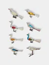 Antique And Vintage Early-20th-century Birds Glass Clip-on Tree Decorations (set Of 8) In Multi